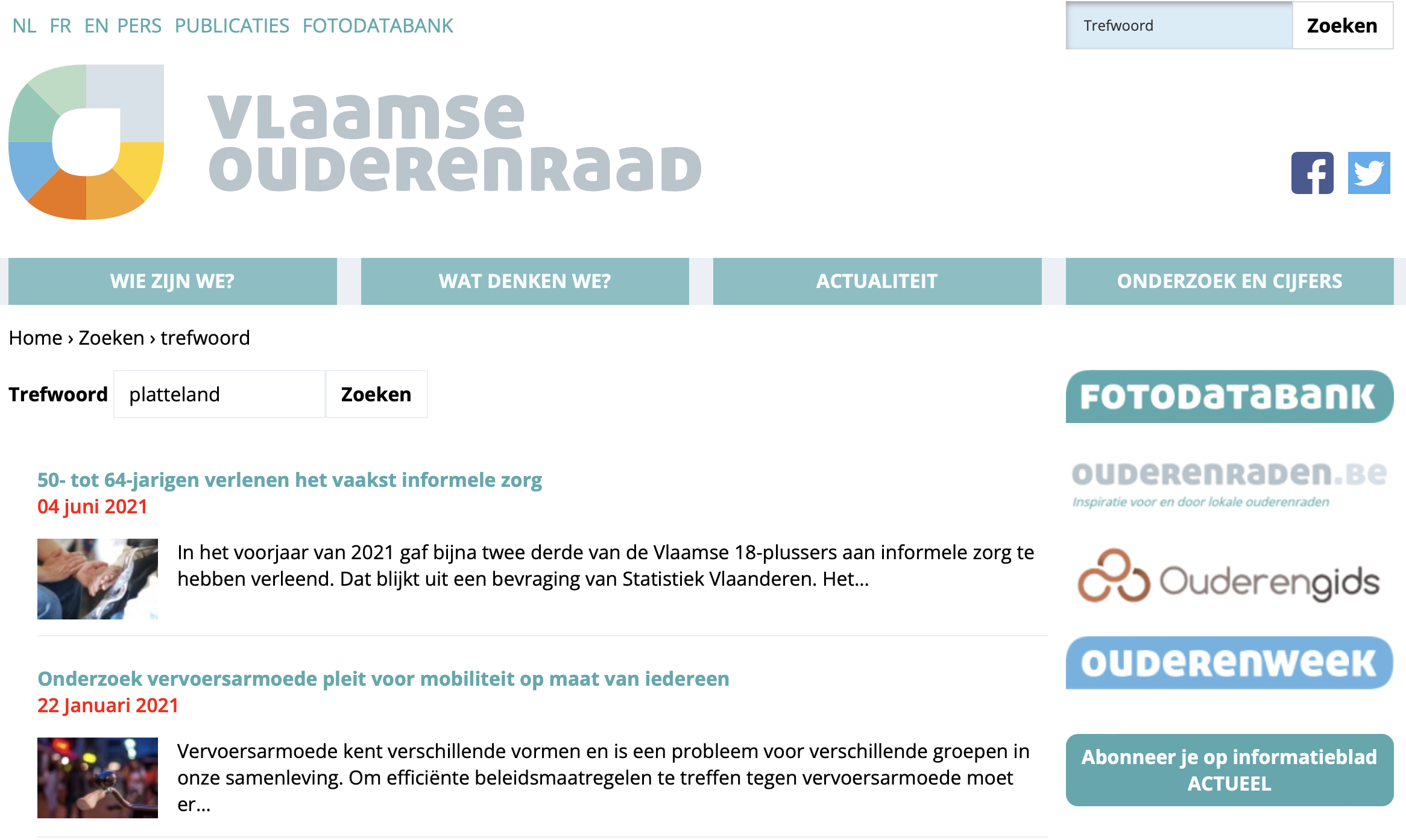 Website Vlaamse Ouderenraad