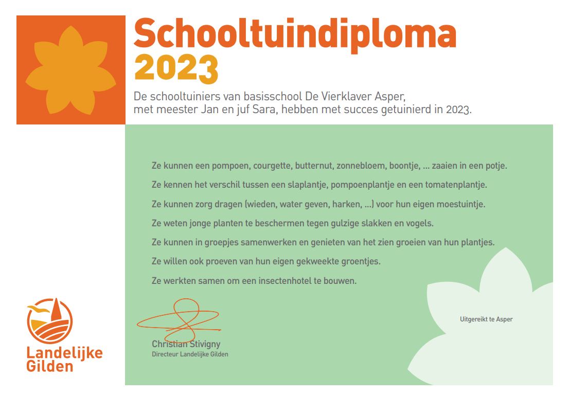 Model van het schooltuindiploma