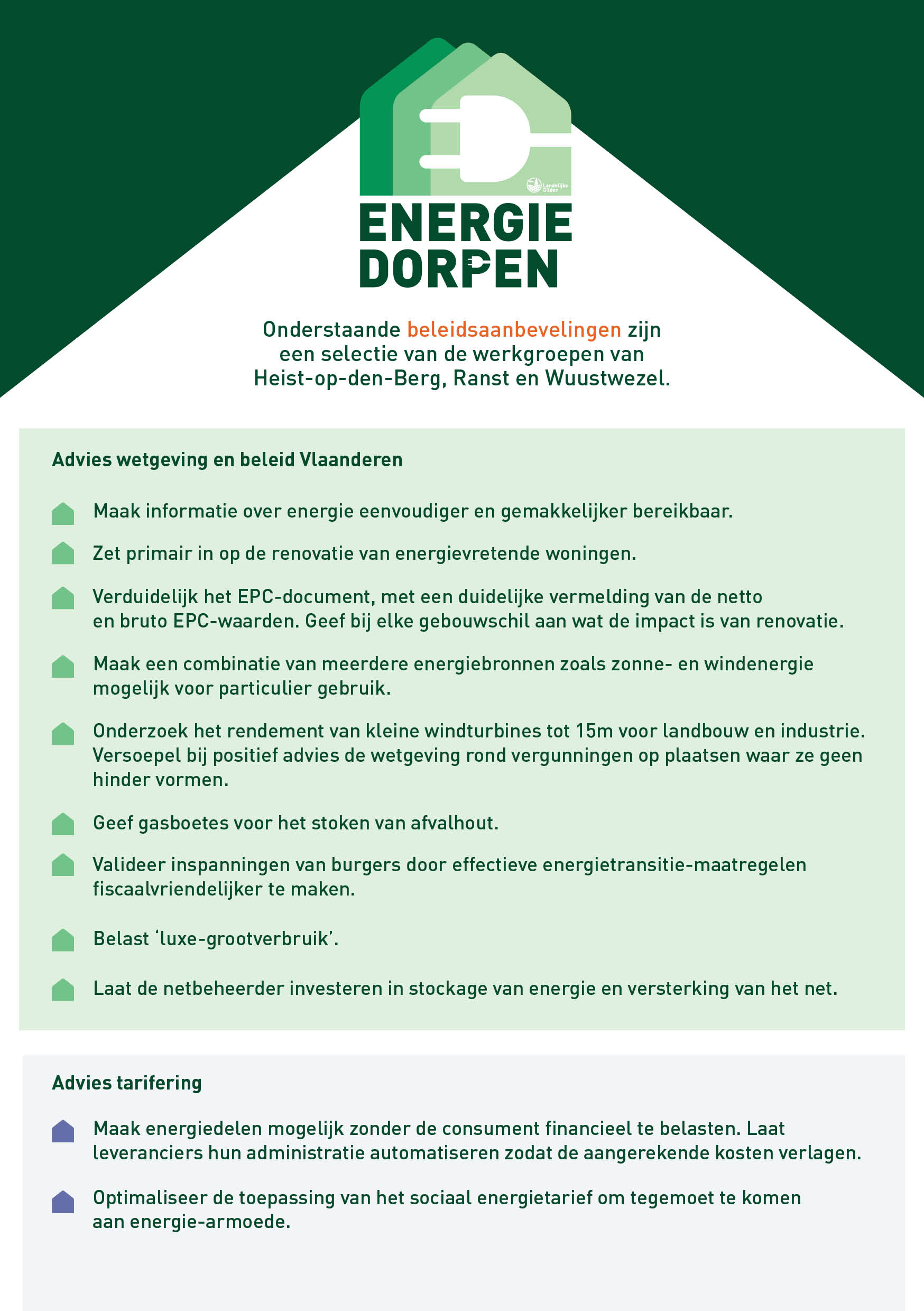 energiedorpen beleidsaanbevelingen